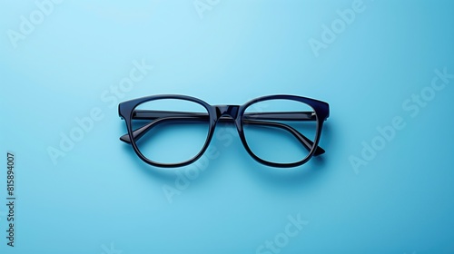 Eyeglasses isolated on blue background. 3d render illustration.