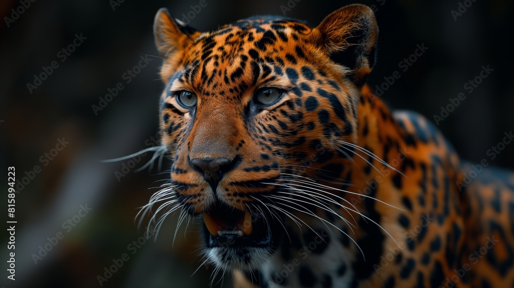 Obraz premium Leopard Mouth With Black Background created by ai