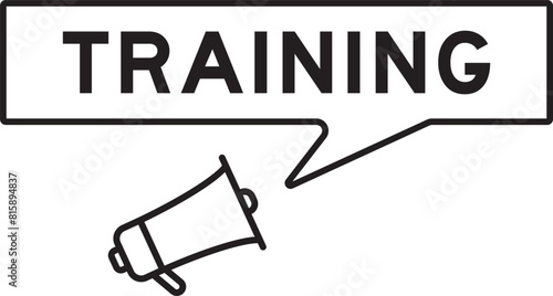 Megaphone icon with speech bubble in word training on white background