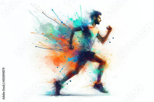A man runner abstract color splash on a white background © Igor
