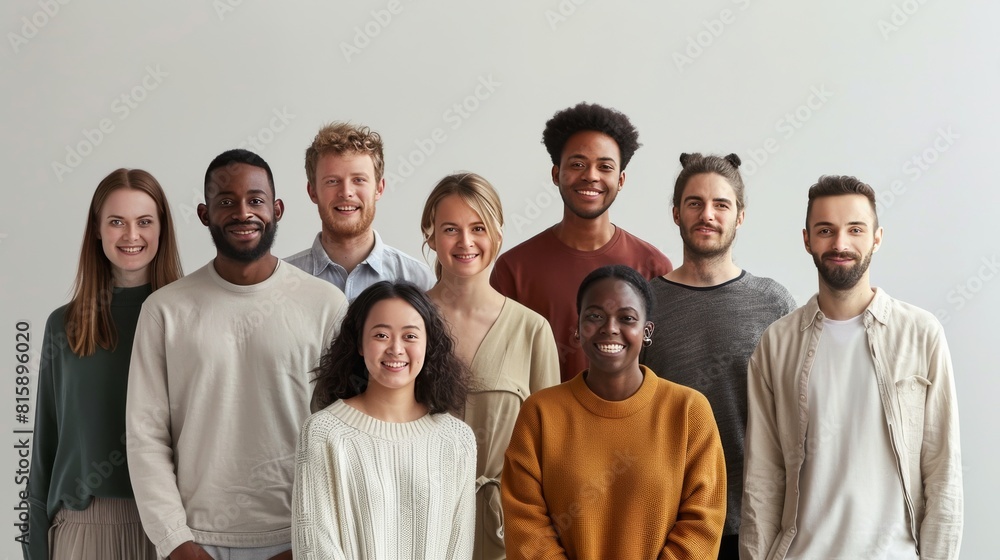 A diverse group of people smiling. A diverse group of people smiling.
