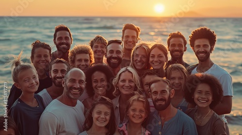 A diverse group of people smiling.