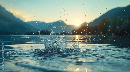 Gentle water splash around a serene lake