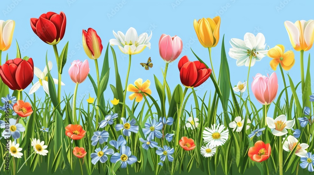 Spring flowers greeting, invitation, wedding, birthday, Easter card template