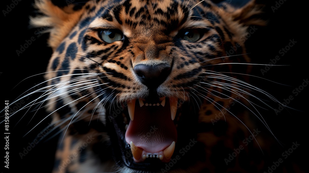 Leopard Mouth With Black Background created by ai Leopard Mouth With Black Background created by ai