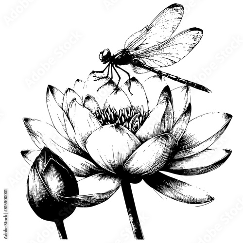 vesak day with dragonfly on a lotus