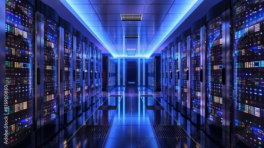 Hightech server room in a data center Hightech server room in a data center