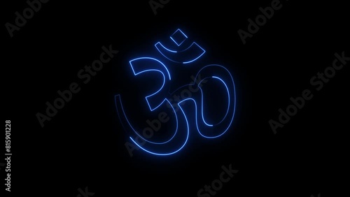 Abstract neon om hinduism icon animation