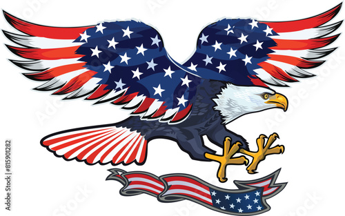 American eagle with USA flags