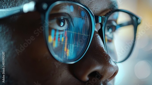 Wallpaper Mural Present a close-up of a person scrutinizing a data chart, realistic, Overlay, with intense concentration visible in their eyes, set in a modern corporate boardroom Torontodigital.ca