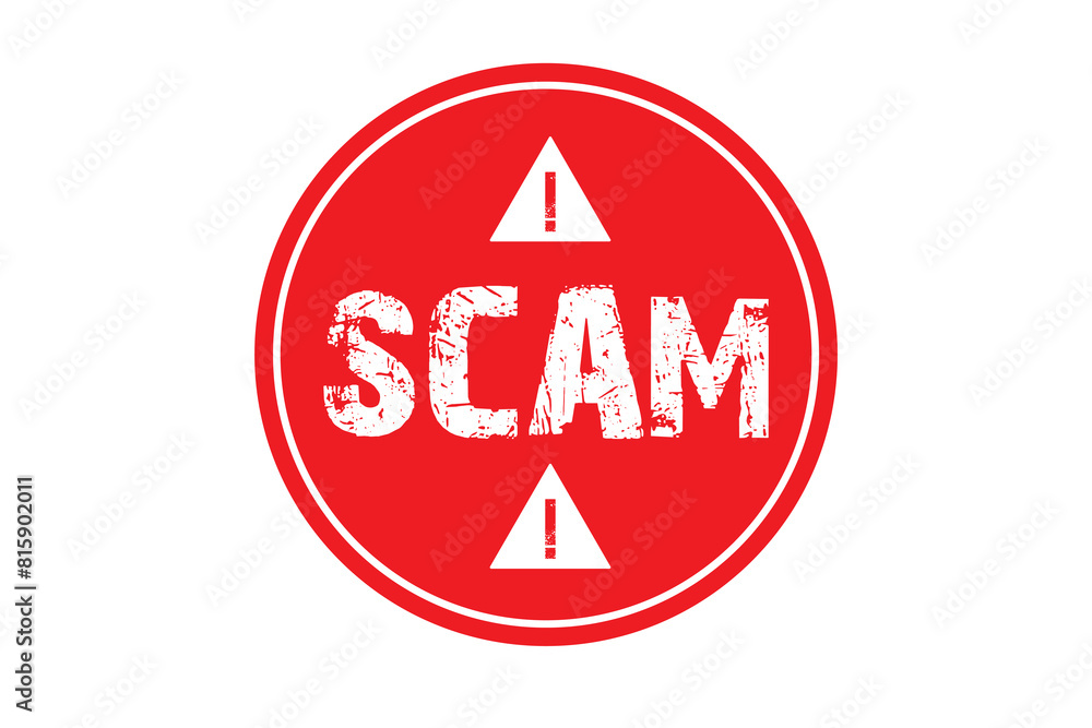 Scam Red Stamp Fraud Warning Danger Risk Illustration