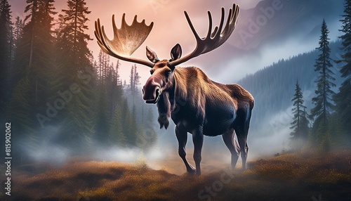 A moose in the forrest  photo
