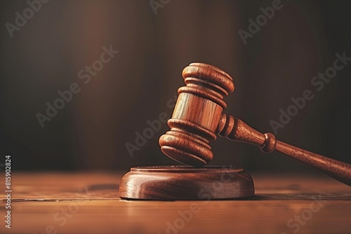 Legal gavel on a table, representing the justice system photo