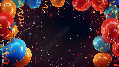 Vibrant with Colorful Balloons Confetti and Festive