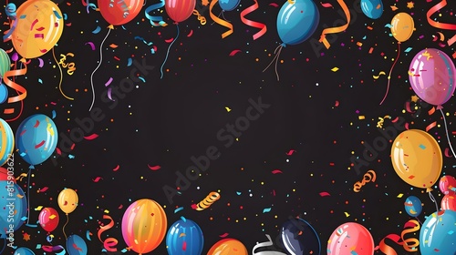 Vibrant and Joyful with Colorful Balloons and Confetti for a Festive Party or Holiday Event