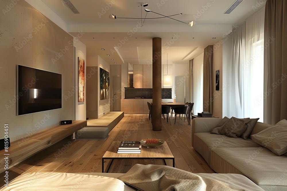 Modern apartment interiors with minimalistic furniture Modern apartment interiors with minimalistic furniture