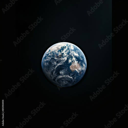 Earth in space, surrounded by electric blue gas, against a black background © Valerii Dekhtiarenko