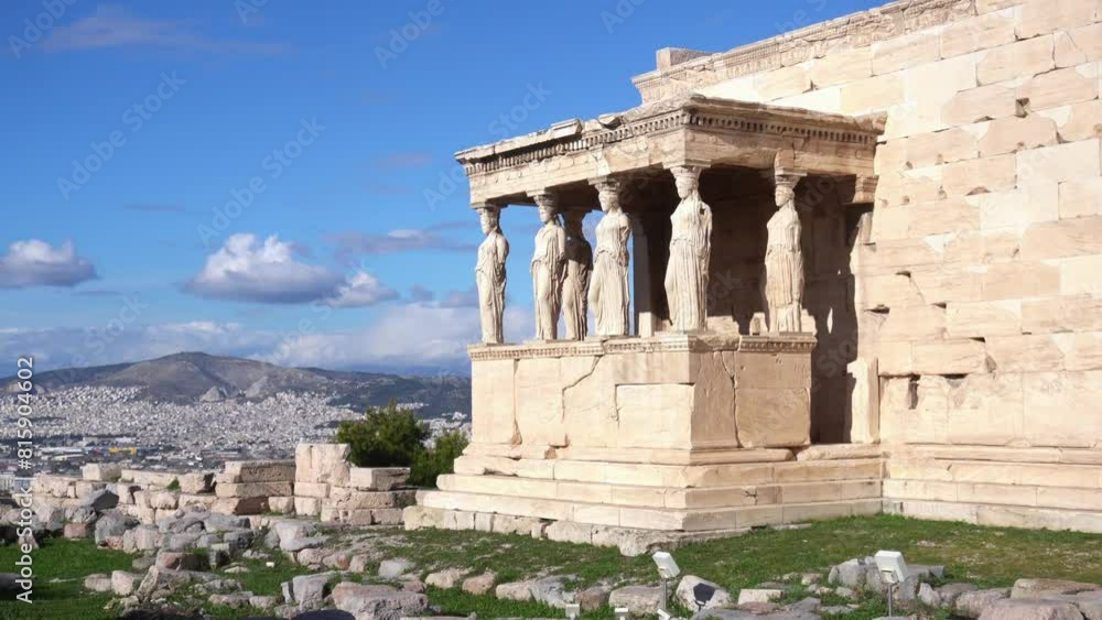 Athens 05,22,2024 Acropolis in Greece, Parthenon in Athens drone aerial view, famous Greek tourist attraction, Ancient Greece landmark - Caryatids statue Temple Unesco Heritage world Athens 05,22,2024 Acropolis in Greece, Parthenon in Athens drone aerial view, famous Greek tourist attraction, Ancient Greece landmark - Caryatids statue Temple Unesco Heritage world