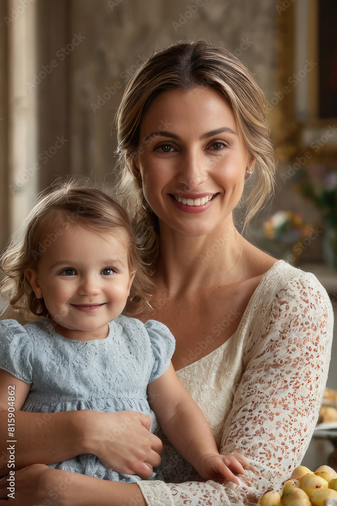 Obraz premium Portrait of happy mother and child. mother's day Celebration