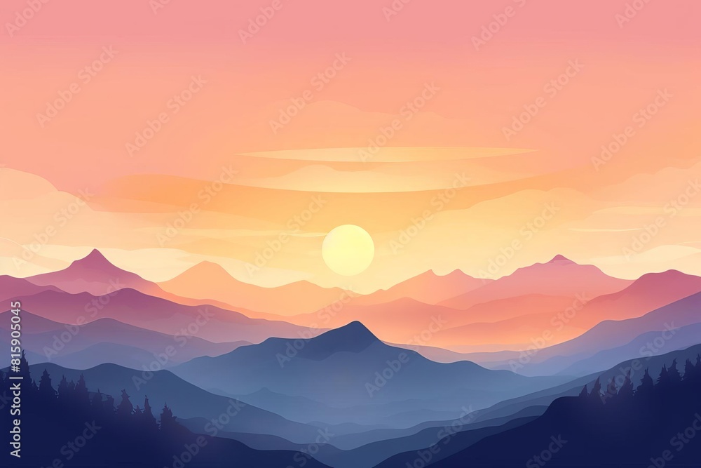 mountain sunrise flat design top view highland theme animation Triadic Color Scheme mountain sunrise flat design top view highland theme animation Triadic Color Scheme