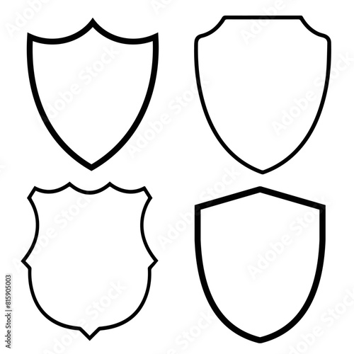 outline shield emblem logo set