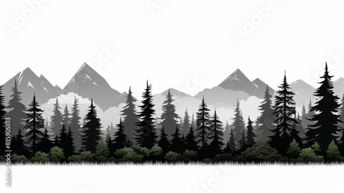 mountain reforestation flat design side view altitude afforestation theme animation black and white photo