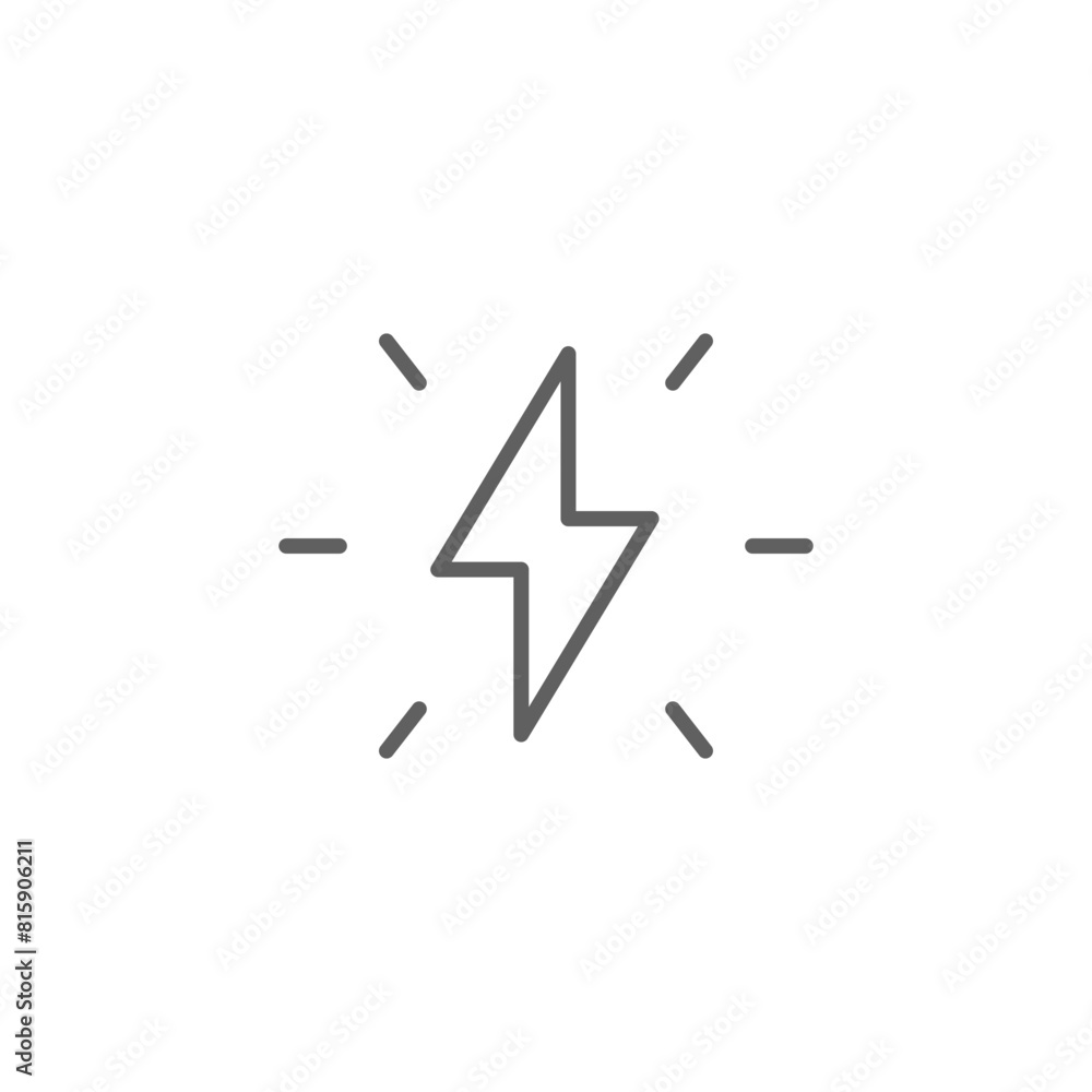 Lightning bolt icon. Simple outline style. Electricity, flash, thunder, spark, shock, light, power, thunderbolt, energy concept. Thin line symbol. Vector illustration isolated. Editable stroke. Lightning bolt icon. Simple outline style. Electricity, flash, thunder, spark, shock, light, power, thunderbolt, energy concept. Thin line symbol. Vector illustration isolated. Editable stroke.