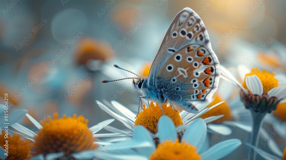 Obraz premium Beautiful Blooming Spring Flowers and Butterflies in Vibrant Garden. Floral Nature Backgrounds for Seasonal, Botanical, or Eco-Friendly Designs