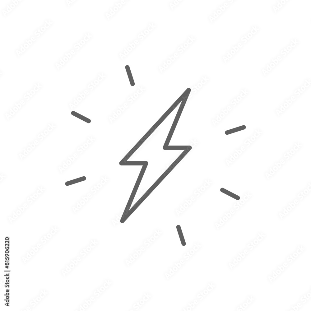 Lightning bolt icon. Simple outline style. Electricity, flash, thunder, spark, shock, light, power, thunderbolt, energy concept. Thin line symbol. Vector illustration isolated. Editable stroke. Lightning bolt icon. Simple outline style. Electricity, flash, thunder, spark, shock, light, power, thunderbolt, energy concept. Thin line symbol. Vector illustration isolated. Editable stroke.