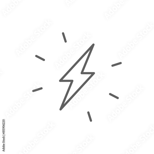 Lightning bolt icon. Simple outline style. Electricity, flash, thunder, spark, shock, light, power, thunderbolt, energy concept. Thin line symbol. Vector illustration isolated. Editable stroke.