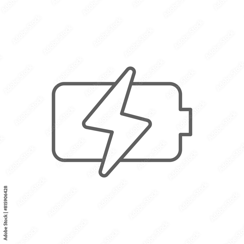 Battery charging icon. Simple outline style. Phone battery, mobile, charger, electric, power, lightning, technology, energy concept. Thin line symbol. Vector illustration isolated. Editable stroke. Battery charging icon. Simple outline style. Phone battery, mobile, charger, electric, power, lightning, technology, energy concept. Thin line symbol. Vector illustration isolated. Editable stroke.