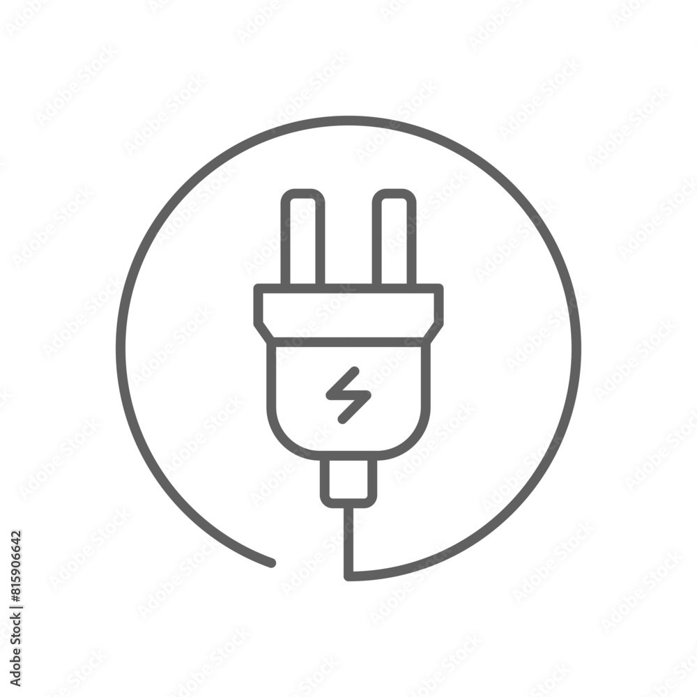 Electric plug icon. Simple outline style. Electrical socket, power, connect, cord, electro, electrician, cable, wire, energy concept. Thin line symbol. Vector illustration isolated. Editable stroke. Electric plug icon. Simple outline style. Electrical socket, power, connect, cord, electro, electrician, cable, wire, energy concept. Thin line symbol. Vector illustration isolated. Editable stroke.