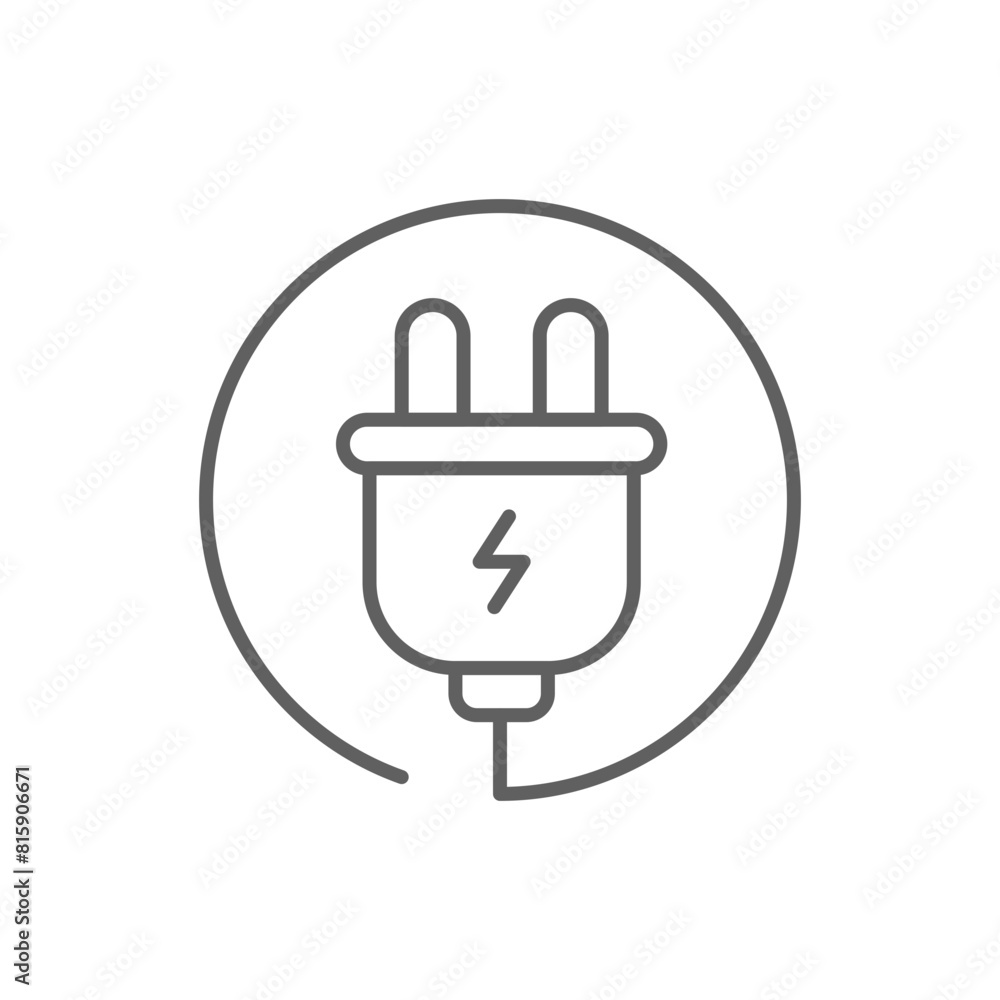 Electric plug icon. Simple outline style. Electrical socket, power, connect, cord, electro, electrician, cable, wire, energy concept. Thin line symbol. Vector illustration isolated. Editable stroke. Electric plug icon. Simple outline style. Electrical socket, power, connect, cord, electro, electrician, cable, wire, energy concept. Thin line symbol. Vector illustration isolated. Editable stroke.