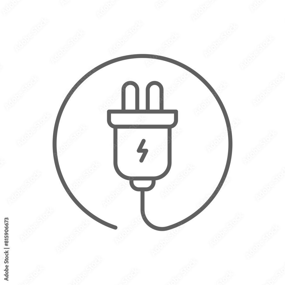 Electric plug icon. Simple outline style. Electrical socket, power, connect, cord, electro, electrician, cable, wire, energy concept. Thin line symbol. Vector illustration isolated. Editable stroke. Electric plug icon. Simple outline style. Electrical socket, power, connect, cord, electro, electrician, cable, wire, energy concept. Thin line symbol. Vector illustration isolated. Editable stroke.