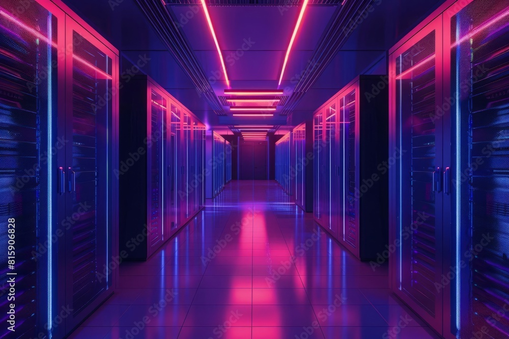 Fototapeta premium Privileged access management for sensitive data, front view, controlling highrisk access, cybernetic tone, Triadic Color Scheme