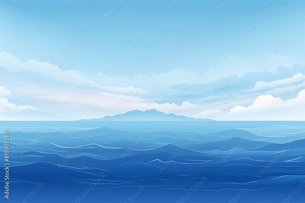 ocean horizon flat design side view endless sea theme 3D render Monochromatic Color Scheme