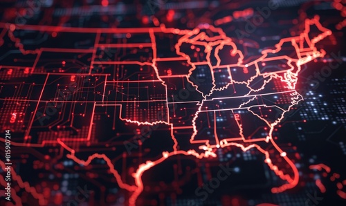 Glowing United States cartographic rrojection photo