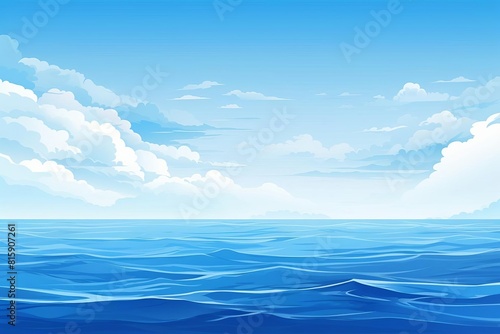 ocean horizon flat design side view endless sea theme 3D render Monochromatic Color Scheme