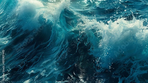 Ocean waves crashing powerfully photo