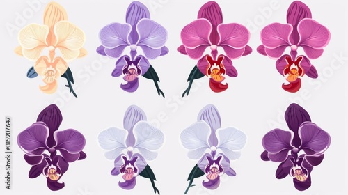 orchids display flat design top view exotic theme animation Triadic Color Scheme © nattapon98