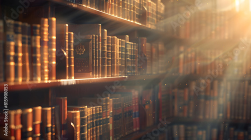 old library background old books on bookshelves  retro style : Generative AI