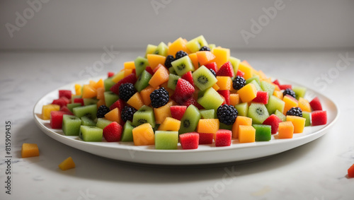 There are several plates of fruit salad.