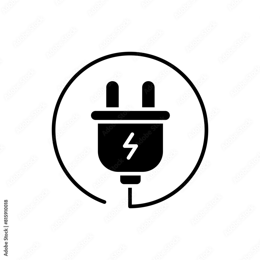 Electric plug icon. Simple solid style. Electrical socket, power, connect, cord, electro, electrician, cable, wire, energy concept. Silhouette, glyph symbol. Vector illustration isolated. Electric plug icon. Simple solid style. Electrical socket, power, connect, cord, electro, electrician, cable, wire, energy concept. Silhouette, glyph symbol. Vector illustration isolated.