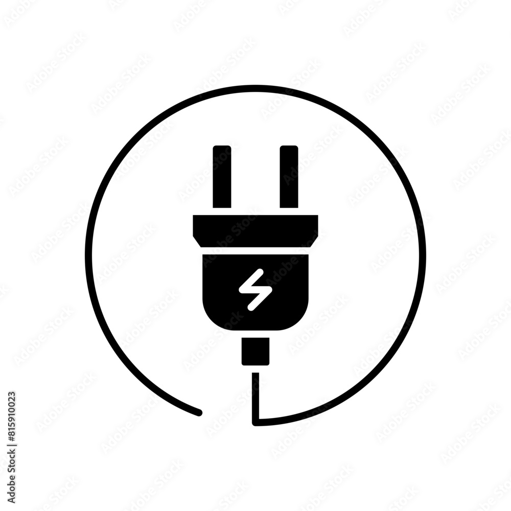 Electric plug icon. Simple solid style. Electrical socket, power, connect, cord, electro, electrician, cable, wire, energy concept. Silhouette, glyph symbol. Vector illustration isolated. Electric plug icon. Simple solid style. Electrical socket, power, connect, cord, electro, electrician, cable, wire, energy concept. Silhouette, glyph symbol. Vector illustration isolated.