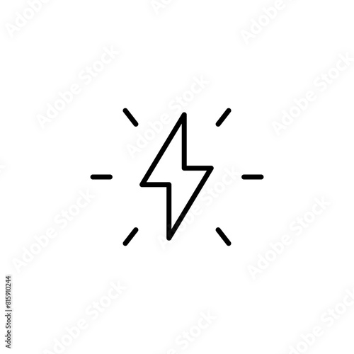 Lightning bolt icon. Simple outline style. Electricity, flash, thunder, spark, shock, light, power, thunderbolt, energy concept. Thin line symbol. Vector illustration isolated.