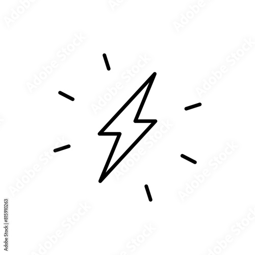 Lightning bolt icon. Simple outline style. Electricity, flash, thunder, spark, shock, light, power, thunderbolt, energy concept. Thin line symbol. Vector illustration isolated.