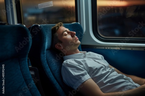 man sleeping in train