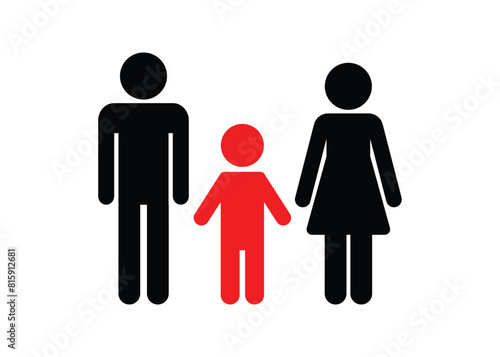 family with one child icon husband and wife with their one and only child a boy symbol