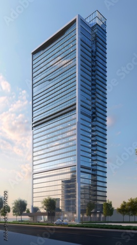 High-rise office building,glass curtain wall design.
