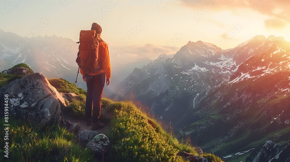 Naklejka premium person in the mountains